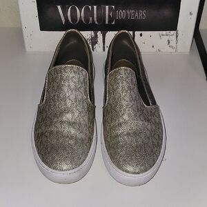 MICHAEL Michael Kors Metallic Gold and Brown Textured Slip-On Sneakers